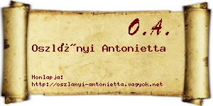 Oszlányi Antonietta névjegykártya